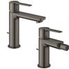 SET MISCELATORI GROHE LINEARE LAVABO E BIDET TAGLIA S GRAFITE SPAZZOLATO