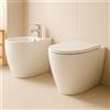 COPPIA SANITARI VASO BIDET E COPRIVASO RALLENTATO GEBERIT ICON BIANCO OPACO A TERRA RIMFREE