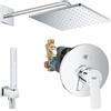SET DOCCIA GROHE BAUEDGE CON SOFFIONE QUADRO 310 MONO CROMATO