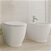 COPPIA SANITARI VASO BIDET E COPRIVASO RALLENTATO GEBERIT ACANTO A TERRA RIMFREE