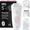 Braun Silk Epil 5 Epilatore Elettrico Donna, Rasoio Elettrico Donna, Wet&Dry, Rimozione Facile Peli, Pelle Liscia, Include Testina Rasoio, Pettine Regolatore e Spazzola Esfoliante,5-060,Rosa Flamingo