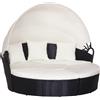 Outsunny Set 4 Pzi Divano Circolare da Giardino, Mobili Componibili Rattan Nero, Tettuccio e Cuscini Beige 180x175x147cm|Aosom