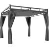 Outsunny Pergola Gazebo 3x3 m con Tetto Scorrevole UV30+ e 4 Pareti Laterali, Grigio Scuro | Aosom Italy