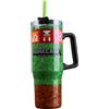 MINECRAFT Tazza Termica da Viaggio, 940ml/33oz Doppia Parete Borraccia con Manico e Cannuccia Coperchio per Bevande Calde/Fredde, Regalo Ragazzo
