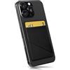 MyGadget Portafoglio per Smartphone X 1 Tasca & Finger Holder - Protezione RFID e NFC - Porta Carte di Credito Cuffie o Soldi - Wallet per Cellulare da incollare - Nero