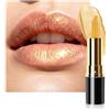 Lestpola Rossetto metallico lucido, rossetto oro glitterato con texture liscia idratante, a lunga durata, colore intenso, vegano, impermeabile, glitter per rossetto per donne 01
