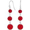 Bling Jewelry Orecchini A Lampadario Pendenti A Tre Livelli Graduati Rotondi Con Cristalli Rossi In Pavé Per Donne Adolescenti. Argento Sterling .925