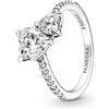 PANDORA Timeless Anello con doppio cuore in argento Sterling con zirconia cubica trasparente, 56
