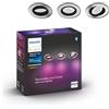 Philips Hue Centura White & Color Ambiance confezione da 3 faretti da incasso rotondi, plafoniere dimmerabili per il sistema Hue, controllo intelligente della luce tramite voce e app.