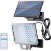 GRIFEMA Lampada Solare da Esterno con Sensore di Movimento, 108 LED, 3 Modalità, 1500mAh, Faretto Solare Esterno con Pannello Solare e Telecomando, Impermeabile IP65 per Giardino, Garage, Patio