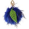 FIRENZE ARTEGIANI. Portachiavi donna vera pelle portachiavi,ciondolo pompon capelli naturali Rex. 11 x 11 x 11 cm, blu, 11x11x11 cm, Moderno