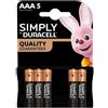 DURACELL MINISTILO AAA SIMPLY - BLISTER 5 BATTERIE LR03/MN2400-MELDU037