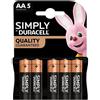 DURACELL STILO AA SIMPLY - BLISTER 5 BATTERIE LR6/MN1500-MELDU036