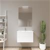 Parama Mobile bagno sospeso 90cm cannettato bianco opaco con lavabo in ceramica e specchio | Kaindy