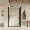 Parama Box doccia slim 70x110cm con porta scorrevole e parete fissa profili nero opaco e vetro 6mm anticalcare trasparente h190| Portofino