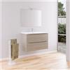 Parama Mobile da bagno sospeso 90cm rovere chiaro con lavabo e specchio | Aspen