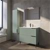 Parama Mobile bagno a terra cannettato 90 cm verde salvia 2 cassetti con lavabo in ceramica, piedini nero opaco | Fuji