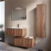 Parama Mobile bagno sospeso modulare cannettato 90 cm rovere scuro due cassetti con lavabo | Fuji