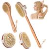 Gykutix Set di 4 Spazzola Schiena Doccia Spazzola Corpo a Secco Setole Naturali, Dry Brushing per Esfoliazione, Pulizia Della Pelle e Riduce al Minimo La Cellulite