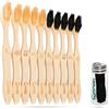 waabbi Spazzolino Bamboo Denti 10 Pezzi Setole Morbide e Filo Interdentale in Carbone Attivo Vegetale per Pulizia denti Kit Spazzolini Bamboo Sbiancante Denti Professionale 100% Senza BPA Vegan