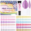 EBANKU Aurora - Kit di 12 unghie finte a pressione, 288 pezzi, per bambini, colorate, a pressione, corte, per bambine e ragazze