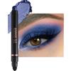 Lestpola Bastone per ombretto con glitter blu, girevole, cremoso, setoso, resistente all'acqua e a lunga durata, matita per ombretto con smudger, trucco per occhi altamente pigmentato, per senza rughe. -D12