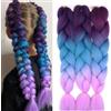 Dcbaboo Extension per Treccine Africane 60cm Extension Capelli Finti per Treccine Africane Extension Trecce Capelli Sintetici 3 Ciocche Ombre Jumbo Braiding Hair, Viola & Blu & Viola chiaro