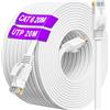 ikbc Cavo Ethernet 20 metri, Cat 6 Cavo LAN 20 metri Alta Velocità Cavo di Rete Esterno Interno, Piatto RJ45 Cavo Internet 10/100/1000Mbit/s 250MHz, Bianco Gigabit Cavo Patch per Router Switch PC(20 Clips)