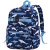 RAVUO Zaino per bambino,Carino Zaino Scuola Elementare Zainetto Asilo Bambino 3-7 Anni con Fascia Toracica Zaino Prescolare per Scuola,Sport,Viaggi,Blu Squalo