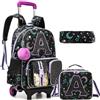HTgroce Zaino Trolley con Scuola Elementare Bambina Zainetto Con Trolley Con Borsa Per La Merenda E Astuccio personalizzate A
