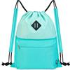 WANDF Zaino con Coulisse Borsa da Palestra Sportiva con Scomparto Bagnato Borsa da Cinch Coulisse Resistente all'Acqua per Donna Uomo (Verde Menta con Spalla)