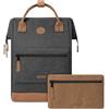 Cabaïa - Zaino Adventurer London - Large 23L - Idrorepellente - scomparto per PC fino a 15″ - 2 tasche intercambiabili - Vegan certificato - Zaino da viaggio, lavoro e scuola - Grigio