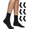 POMPEA 6 Paia Micropolar Calzino Termico Donna, Calzino Lungo Caldo a Tinta Unita Nero con Interno Effetto Pile per Stagione Invernale, Caldo e Coprente