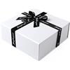 JiaWei Confezione regalo 24 x 24 x 9,5 cm, scatola regalo piccola con coperchio magnetico e fiocco a forma di croce, con biglietti di auguri e carta velina, colore bianco (stile 2)