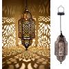 Lifeel - Lanterna solare per uso esterno, lampada decorativa da giardino marocchina, luce LED in metallo da appendere per albero, da patio (colore bronzo)