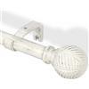 DEFYNEE Bastone per tende in legno, 76-219 cm, asta per tende da 25 mm di diametro, asta regolabile con motivo imitazione di foglie di cereali, per patio, porte in vetro, soggiorno, colore: bianco