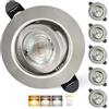 Aulaiyi 3CCT Faretti LED da Incasso per Cartongesso 230V Dimmerabile 68mm 5.5W IP44 Faretto Incasso Ultra Piatti Faretti LED Soffitto Ruotabile a 45° per Bagno, Set di 6 Spazzolato