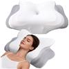 Lureon Cuscino Cervicale per Dormire con Memory Foam - Cuscino Ergonomico Cervicale di Sostegno - Guanciale Anteriore per Chi Dorme su Fianco, Schiena e Stomaco