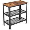 VASAGLE Tavolo Supplemento, Tavolo Console, 2 Ripiani in Mese, per Corridoio, Soggiorno, Camera da letto, Ufficio, Salvataggio di Spazio, Montaggio Facile, Stile Industriale, Marrone Rustico LET33BX