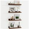 Feihorrm Mensola da parete in legno, 40 cm, colore: noce, set da 4 pezzi, scaffale sospeso in legno MDF, per cucina, soggiorno, camera da letto e studio