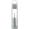 BAKAJI Portarotolo Con Spazzolone e Porta Scopino Bagno Linear In Metallo Grigio 22x81