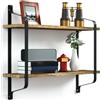 BAKAJI Mensola Parete 2 Mensole Ripiani Design Moderno Scaffale Libreria Legno Metallo