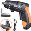 BAKAJI Avvitatore Mini Cacciavite Elettrico Cordless Trapano a Batteria 10 Punte e LED
