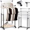 BAKAJI Stand Appendiabiti Doppio Allungabile Telescopico con Ruote 42x75x158 cm