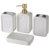 BAKAJI Set 4 Pezzi da Bagno Ceramica Dispenser Porta Spazzolini Bicchiere e Portasapone