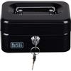 BLACK & DECKER BLACK+DECKER Cassetta Portavalori Nera Cassaforte con 2 Chiavi e 6 Scomparti