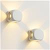 BAKAJI Set 2 Applique da Muro 4 Led Lampada a Parete Bianca Luce Bianco Caldo 6x6x5cm