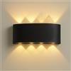 BAKAJI Applique da Muro 8 Led Lampada a Parete Nero con Luce Bianco Caldo 22x8x4cm