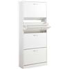 BAKAJI Scarpiera 4 Ante Ripiani Doppia Profondita Legno MDF 63x24x150 Bianco Frassinato