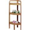 BAKAJI Mobile Scaffale Angolare 3 Ripiani in Legno Bambu' per Bagno Cucina 29x29x85cm